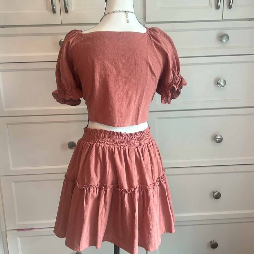 In The Beginning Skirt & Tie Front Shirt Set - Picture 5 of 7